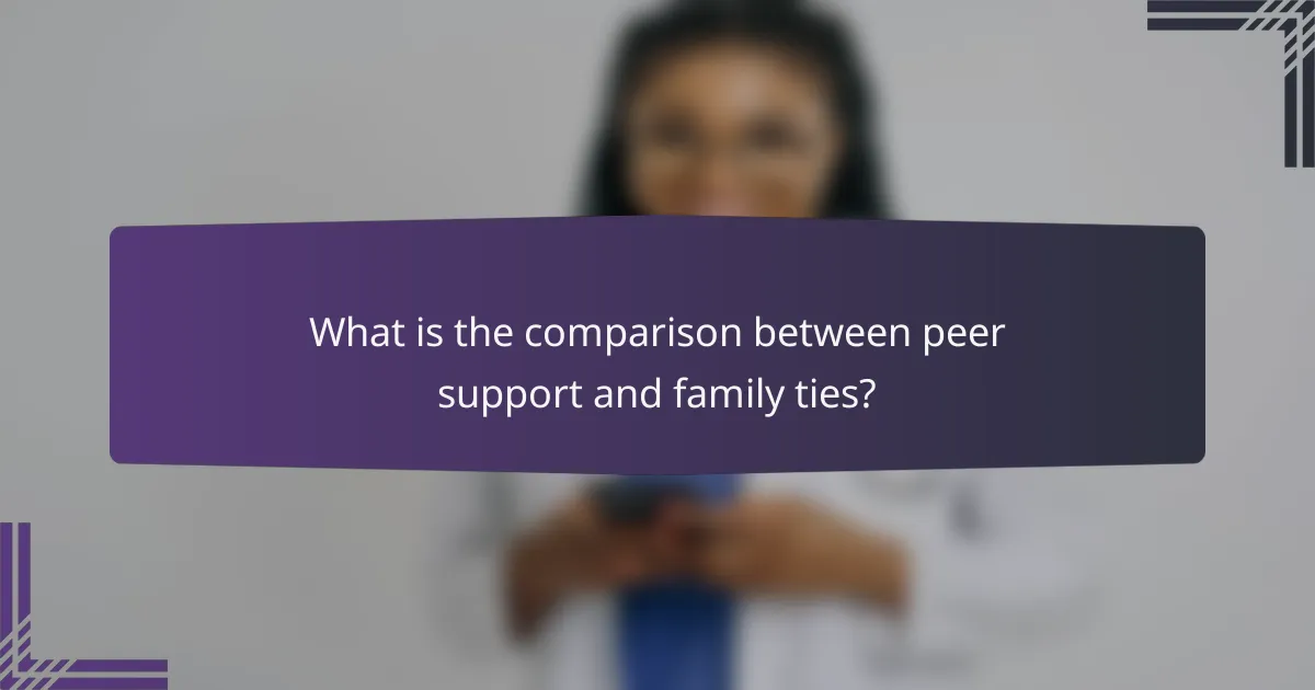 What is the comparison between peer support and family ties?